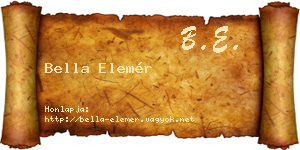 Bella Elemér névjegykártya